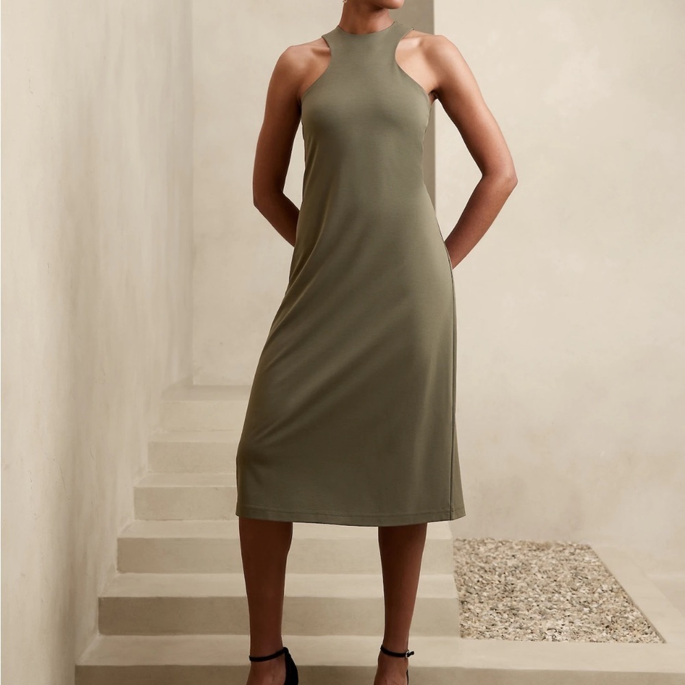 Banana Republic High Neck Knit Green knee-length Dress